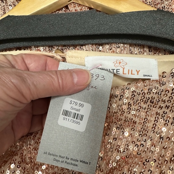 Boutique - Rose Gold Sequin Party Special Event Glam Midi Dress, Sz S, M,L NWT - Picture 5 of 9